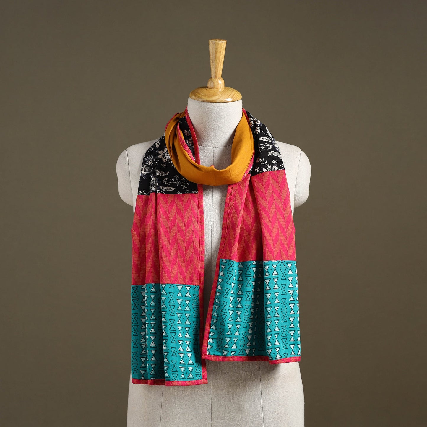 Multicolor Plain Cotton Patchwork Stole