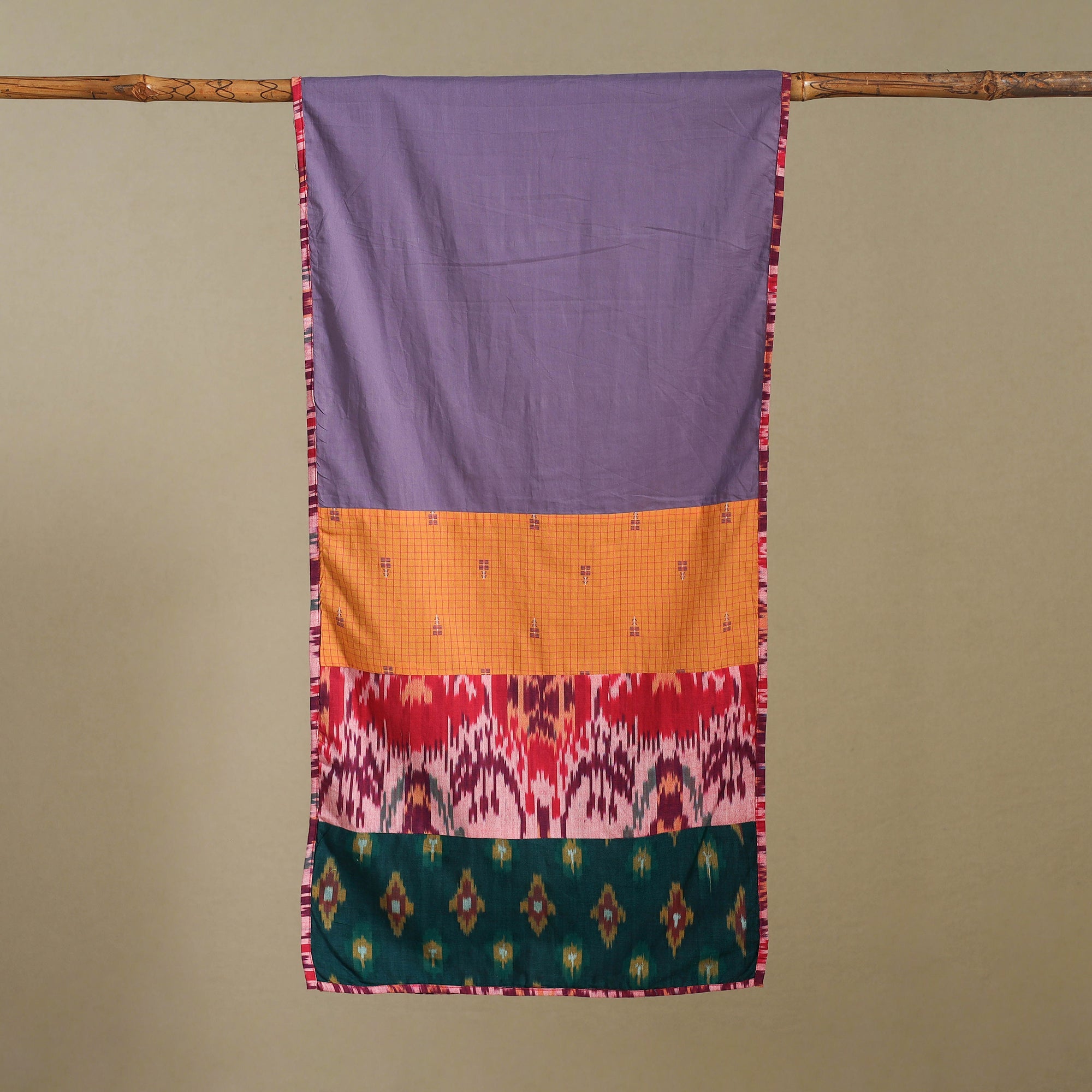 Multicolor Plain Cotton Patchwork Stole