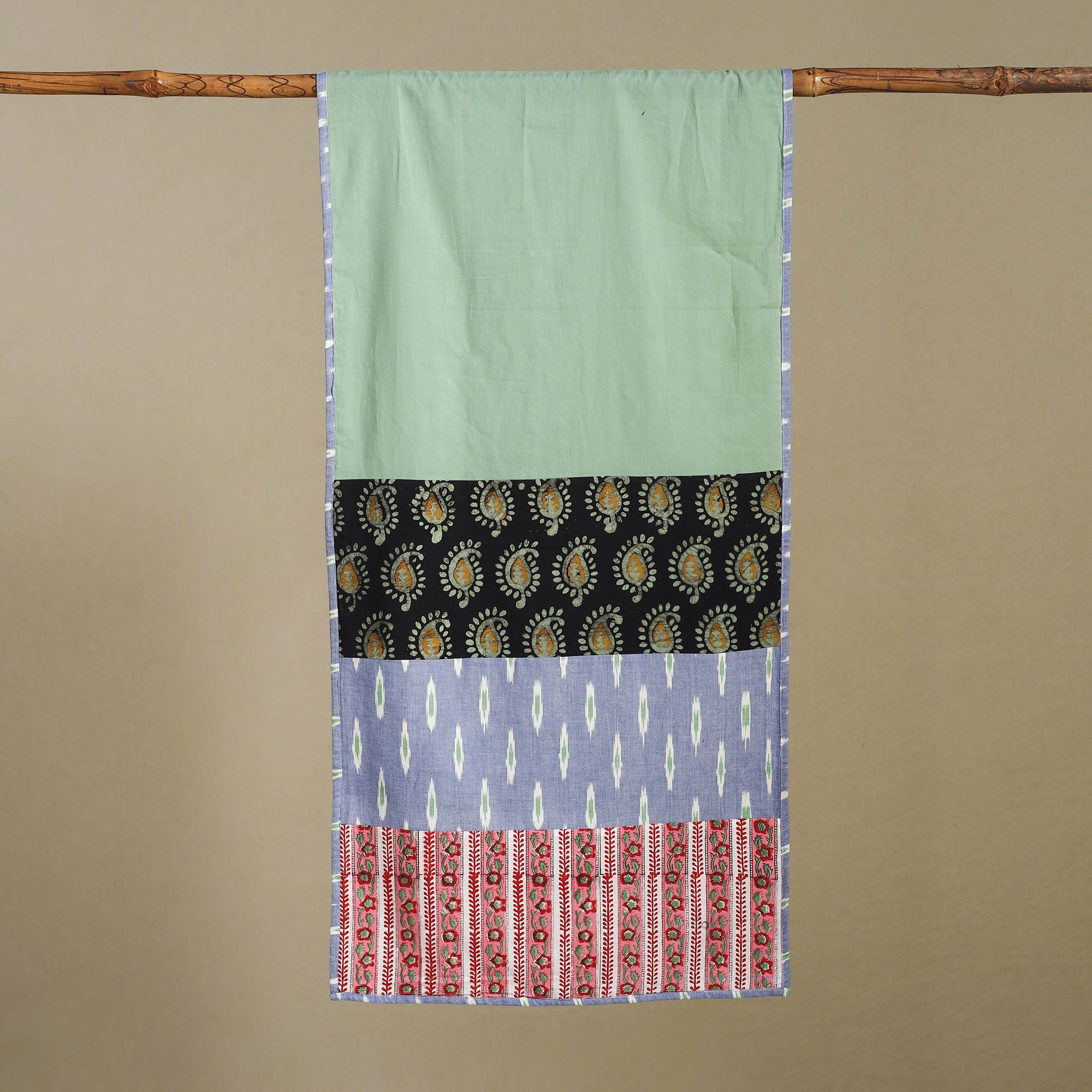 Multicolor - plain cotton patchwork stole 11 - handcrafted