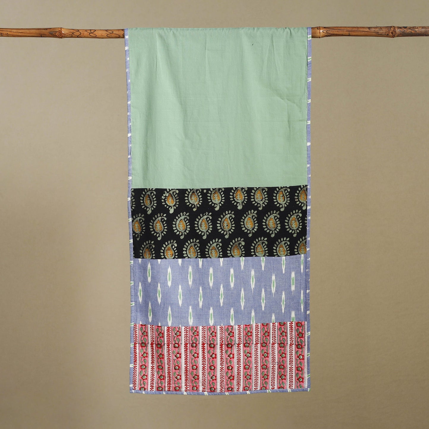 Multicolor - plain cotton patchwork stole 11 - handcrafted