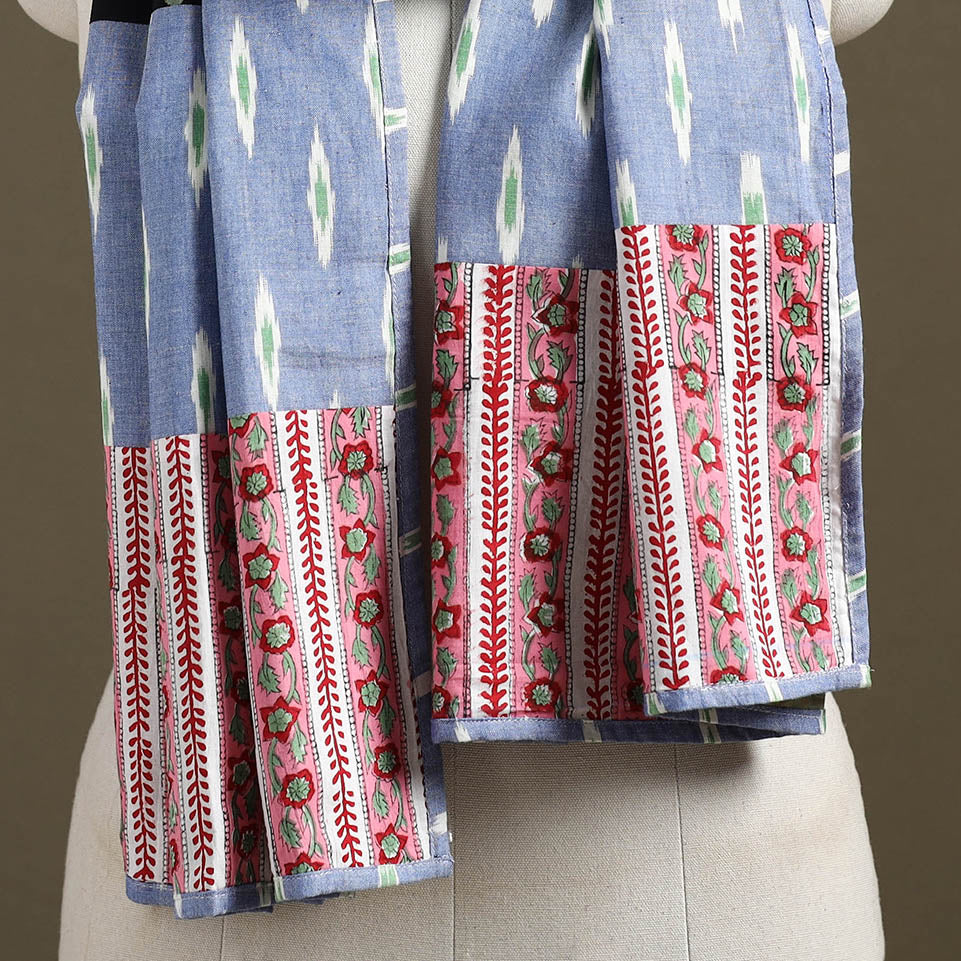 Multicolor - plain cotton patchwork stole 11 - handcrafted