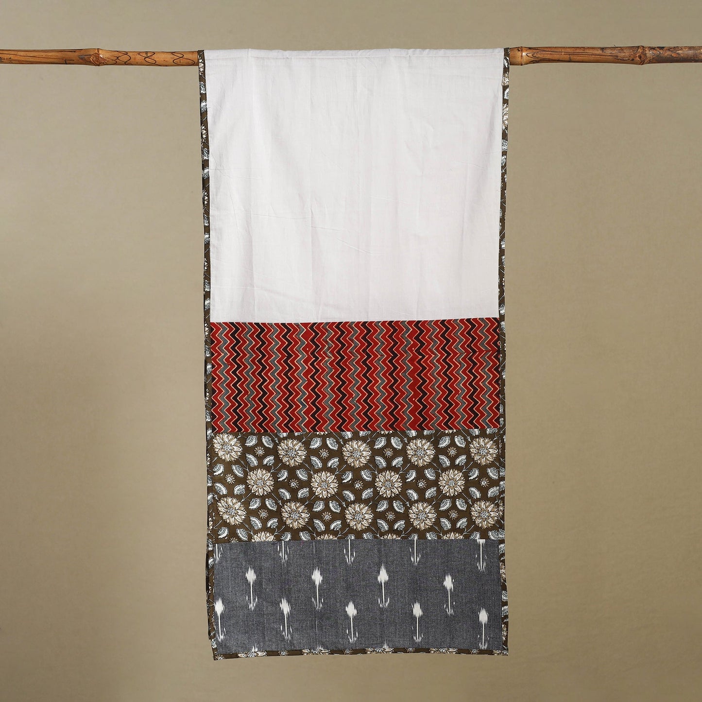 Multicolor Plain Cotton Patchwork Stole