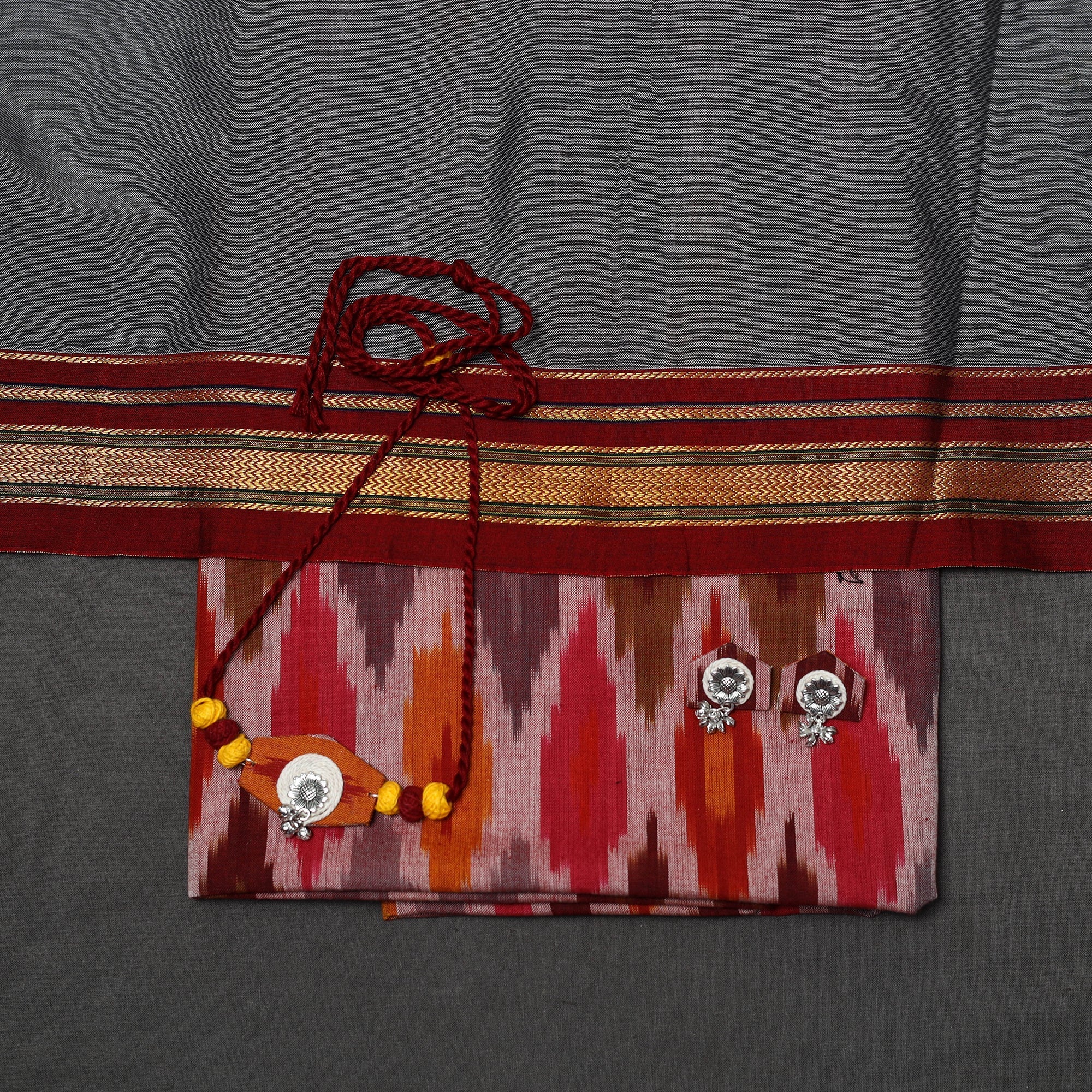 Pochampally ikat cotton 2pc unstitched dress material