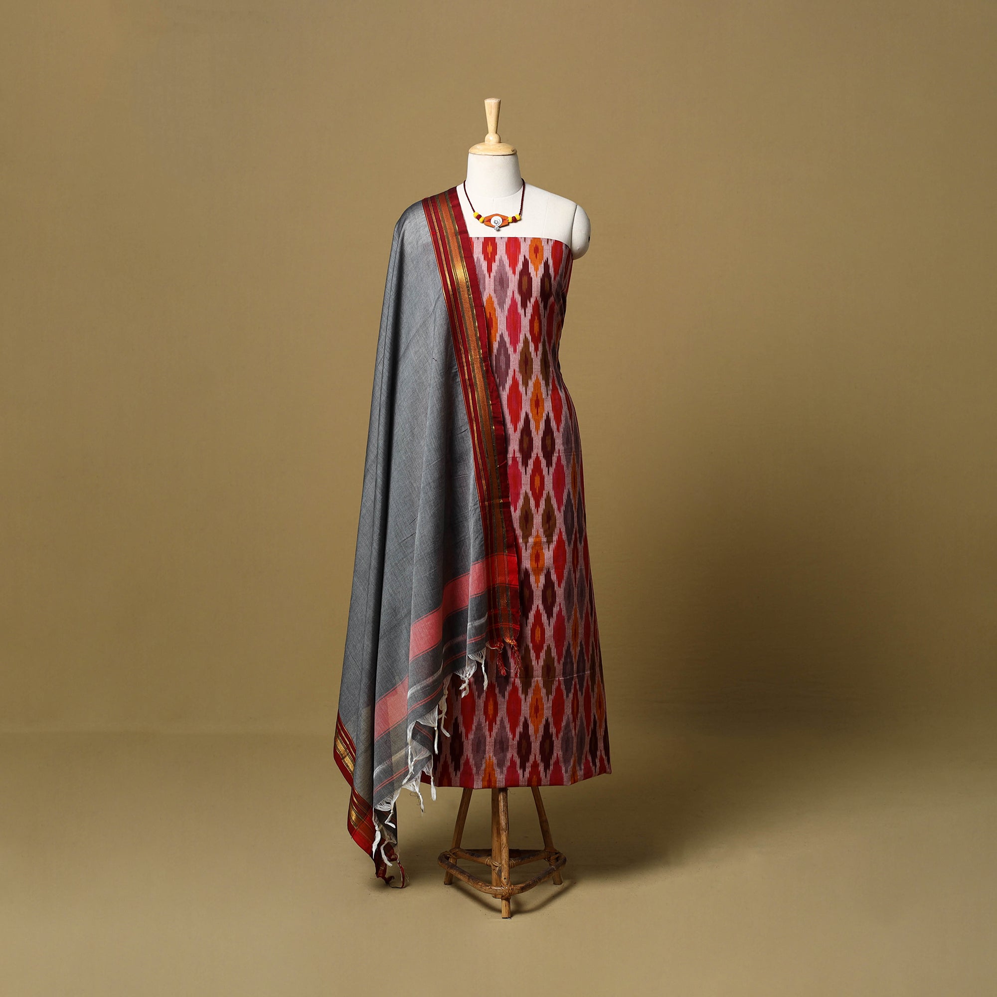 Pochampally ikat cotton 2pc unstitched dress material