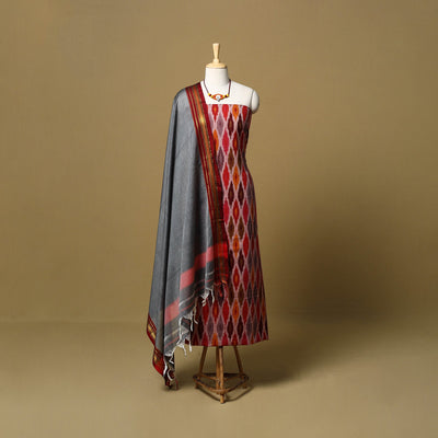 Pochampally ikat cotton 2pc unstitched dress material