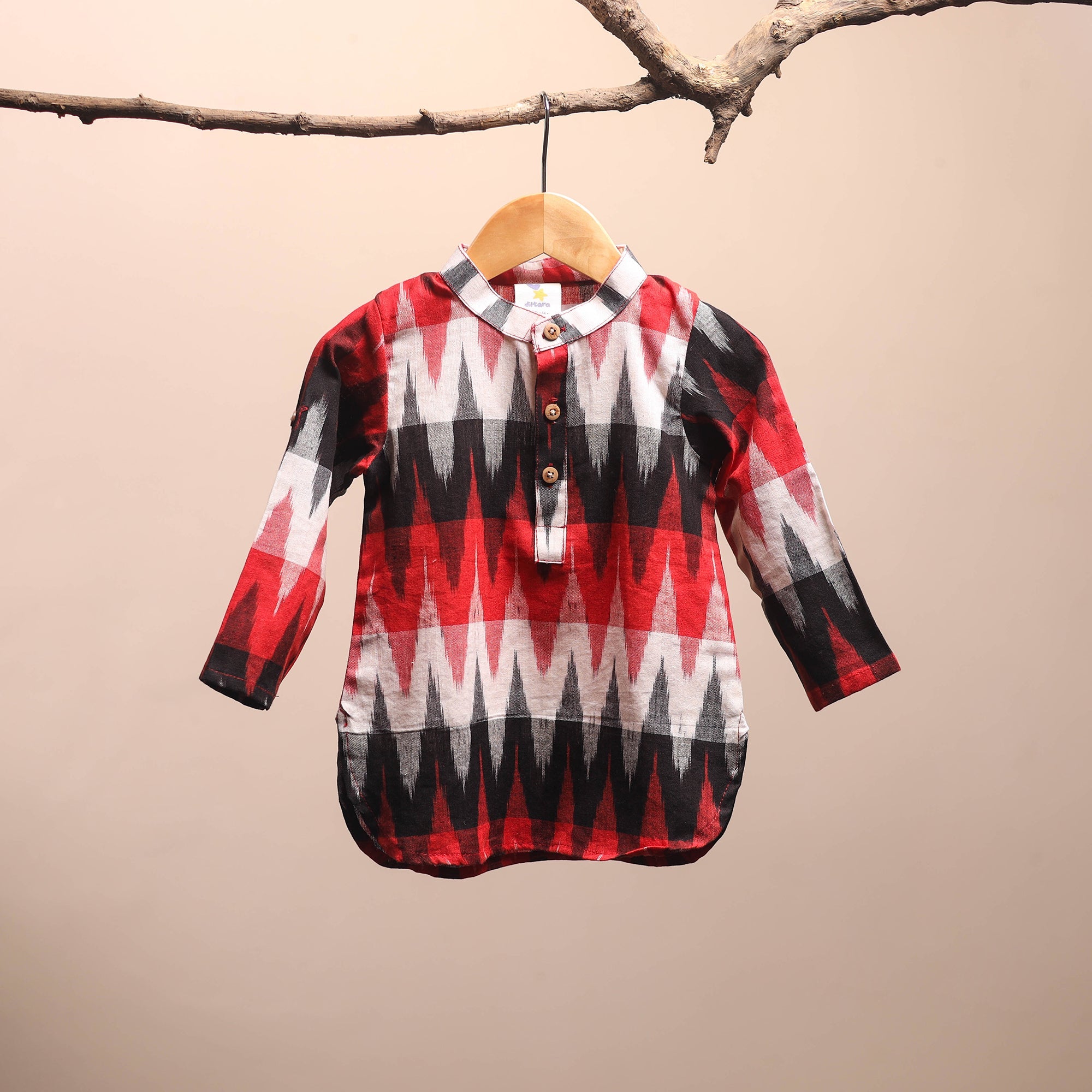 Multicolor - pochampally ikat cotton kids kurta (6-12