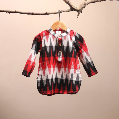 Multicolor - pochampally ikat cotton kids kurta (6-12