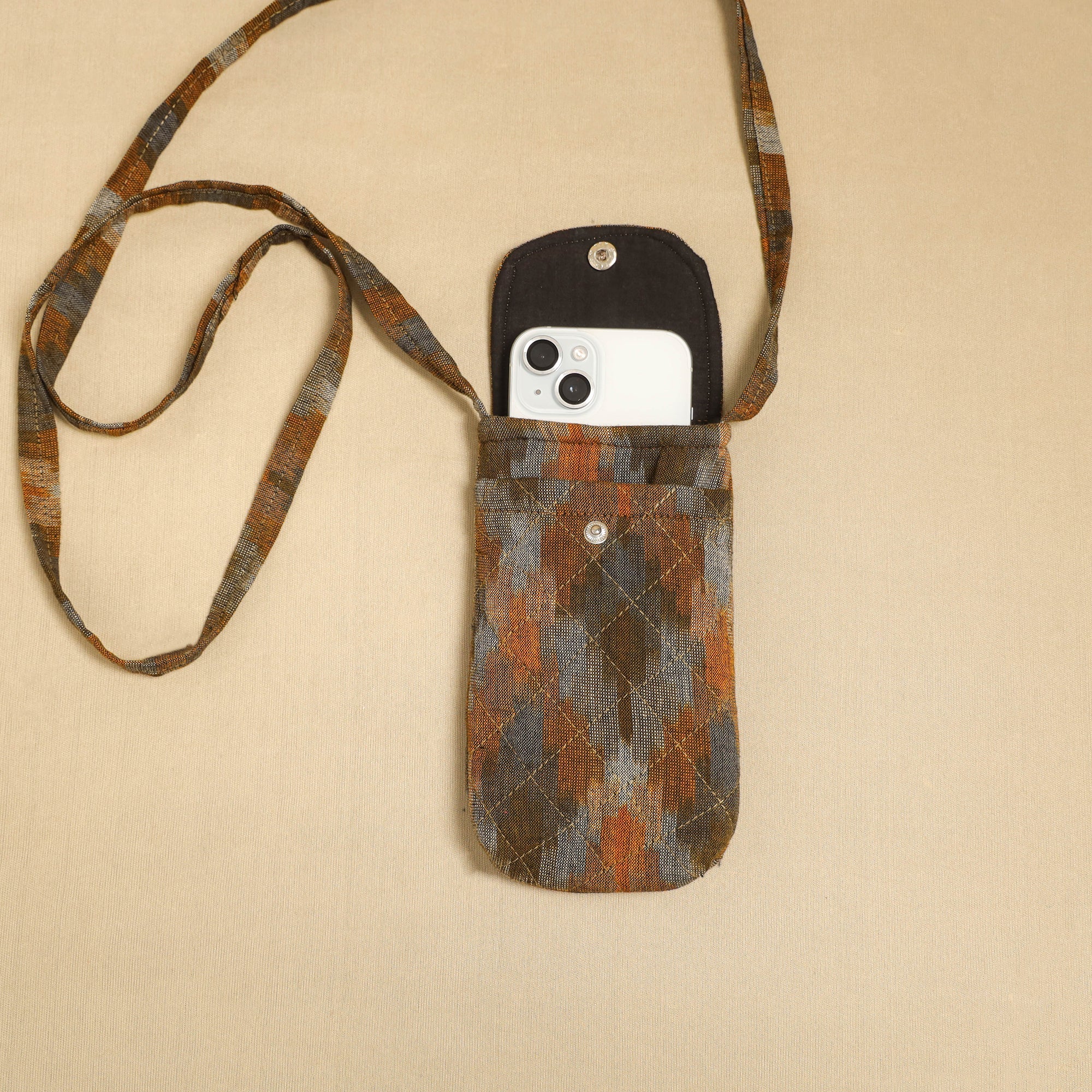 Multicolor Pochampally Ikat Cotton Sling Mobile Pouch