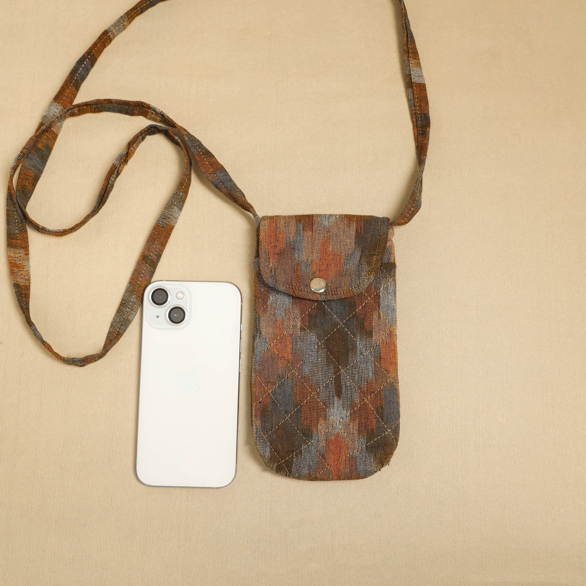 Multicolor Pochampally Ikat Cotton Sling Mobile Pouch