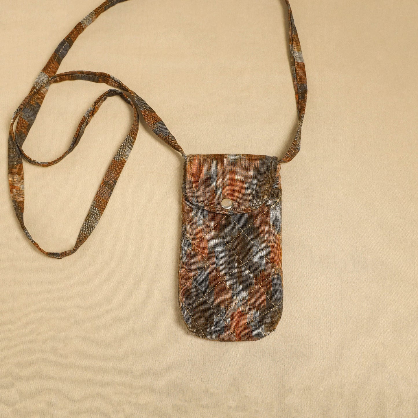 Multicolor Pochampally Ikat Cotton Sling Mobile Pouch