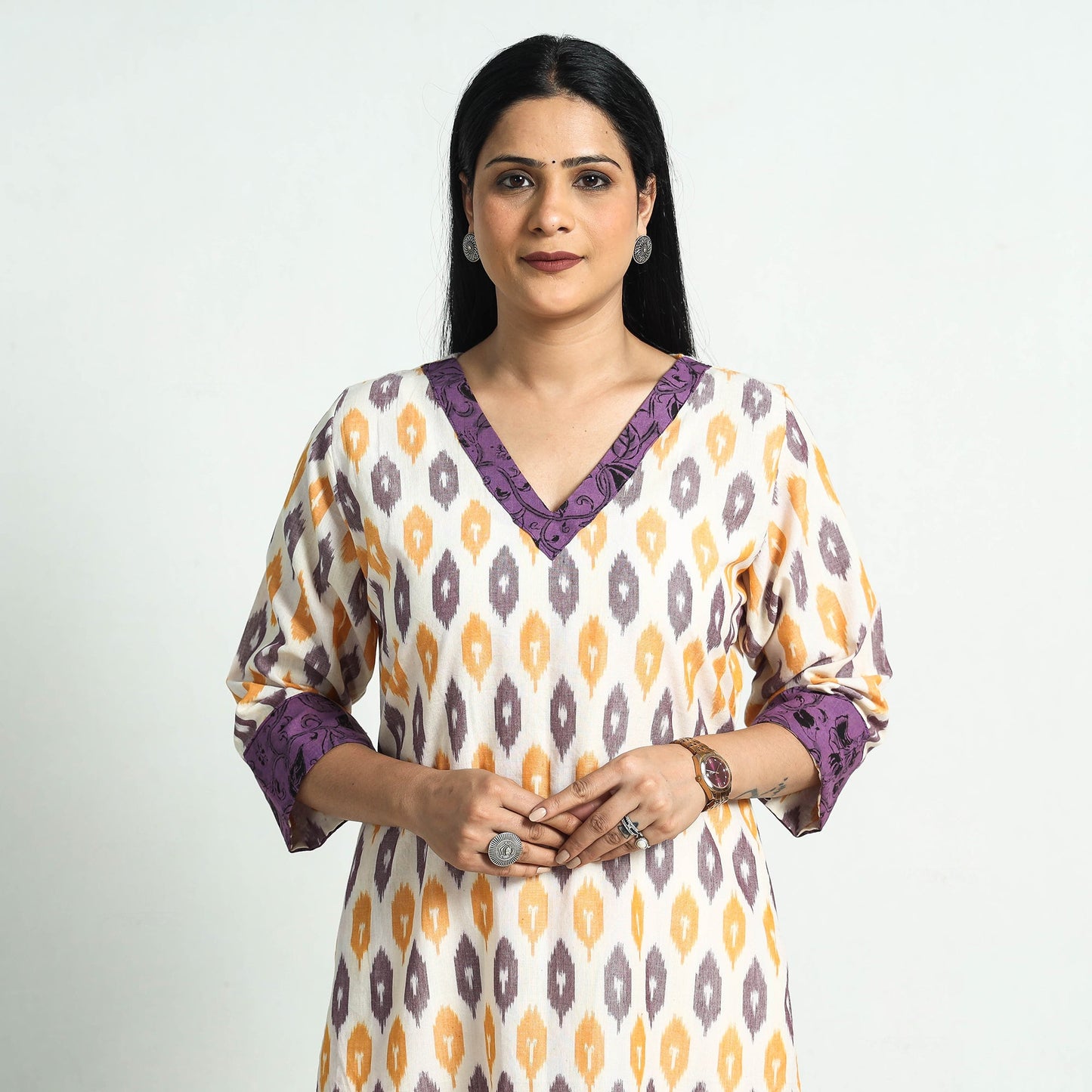 Multicolor Pochampally Ikat Cotton Straight Kurta 