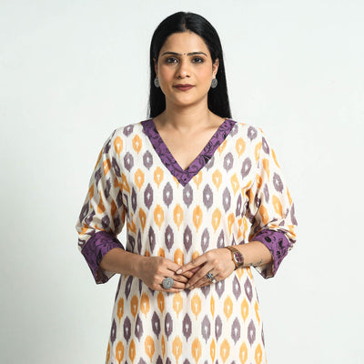 Multicolor Pochampally Ikat Cotton Straight Kurta 