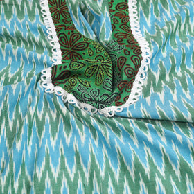 Multicolor Pochampally Ikat Patchwork Cotton Kurta Material