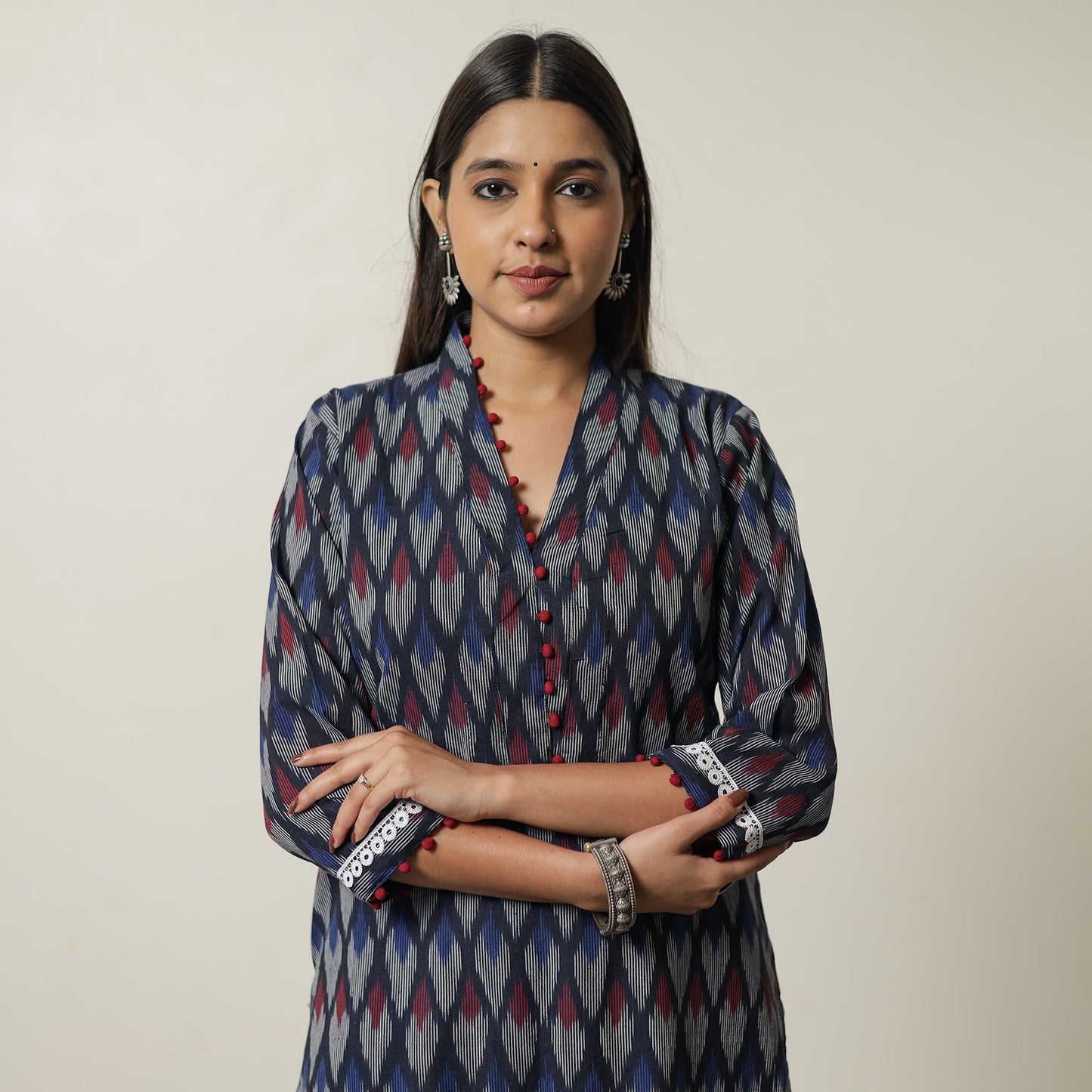  Pochampally Ikat Weave Cotton Straight Kurta 12 