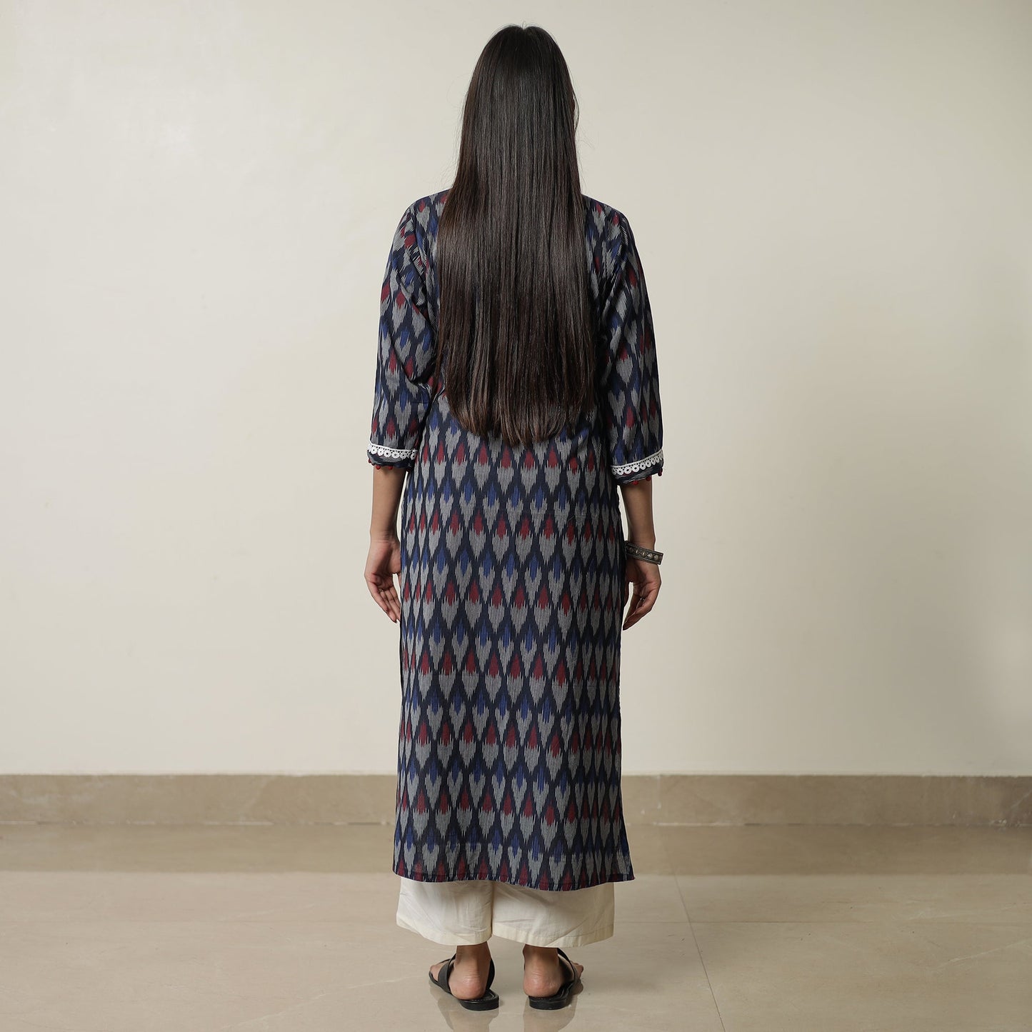  Pochampally Ikat Weave Cotton Straight Kurta 12 