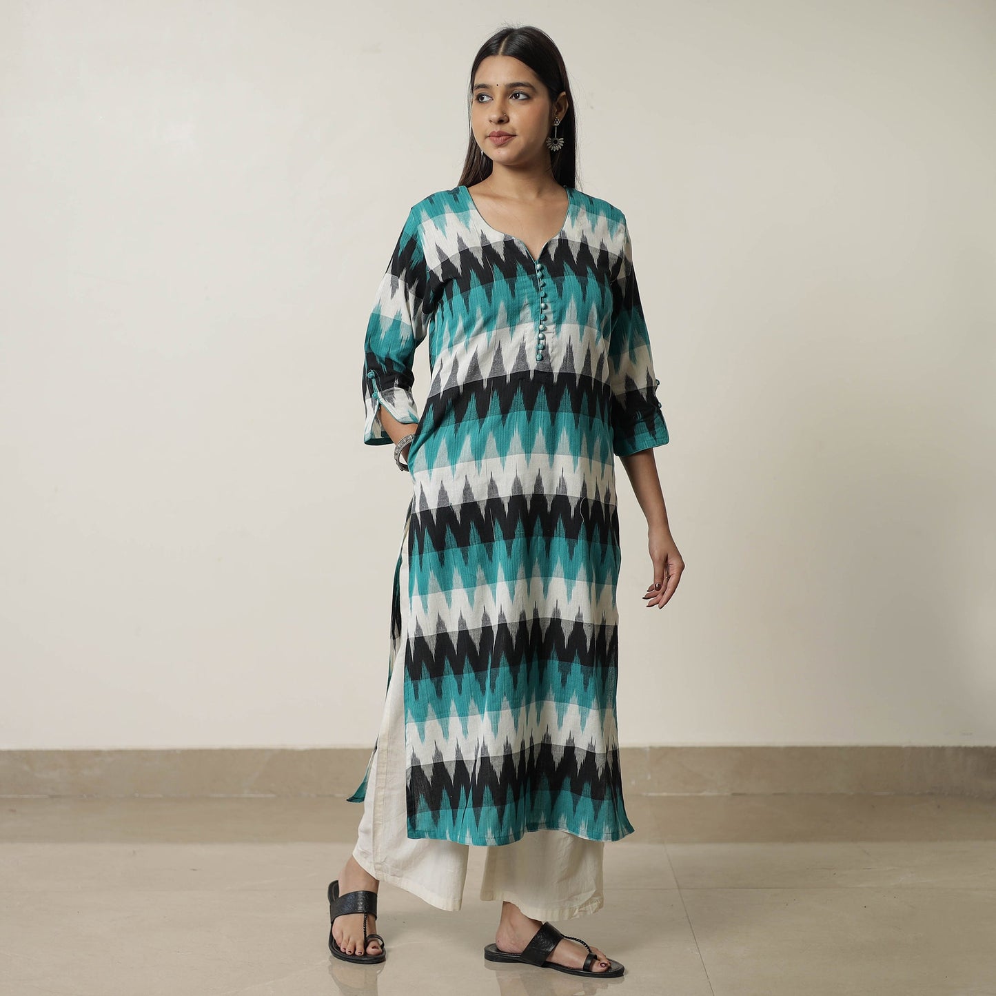 Buy Pochampally Ikat Weave Cotton Straight Kurta 15 Online at iTokri.com