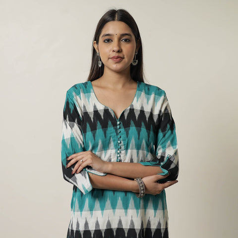 Buy Pochampally Ikat Weave Cotton Straight Kurta 15 Online at iTokri.com