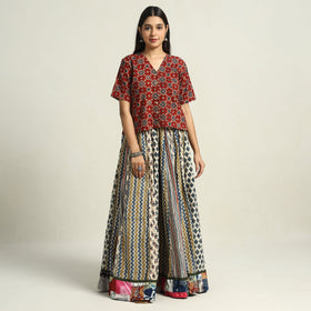 Multicolor - printed 24 kali patchwork cotton long skirt 03