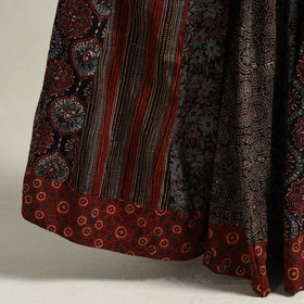  Ajrakh Block Printed 24 Kali Patchwork Cotton Long Skirt 17 
