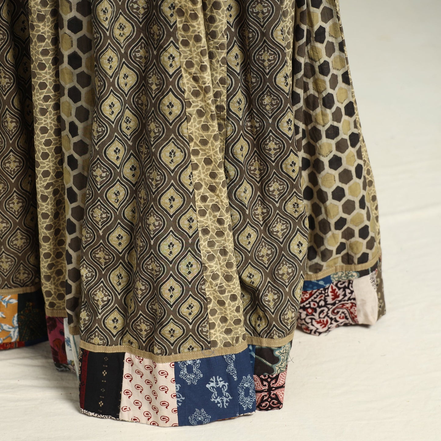 Multicolor - printed 24 kali patchwork cotton long skirt 25
