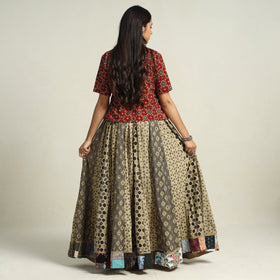 Multicolor - printed 24 kali patchwork cotton long skirt 25