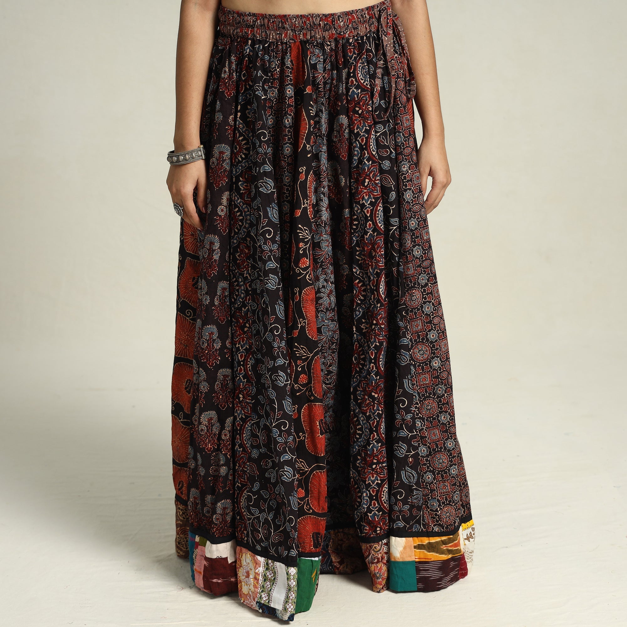 Multicolor - printed 24 kali patchwork cotton long skirt 26