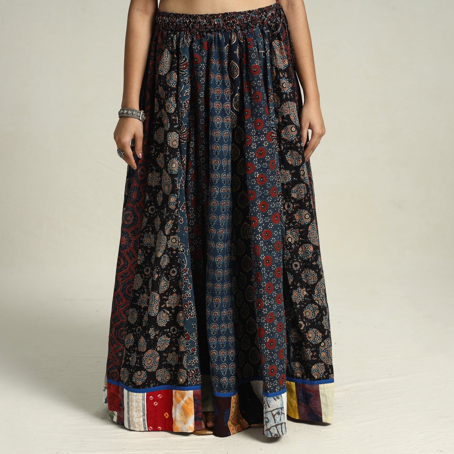 Multicolor - printed 24 kali patchwork cotton long skirt 27