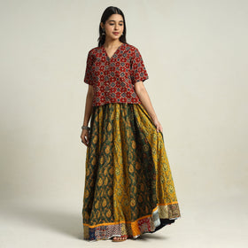 Multicolor - printed 24 kali patchwork cotton long skirt 28