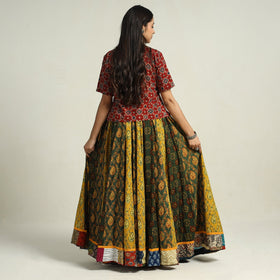 Multicolor - printed 24 kali patchwork cotton long skirt 28