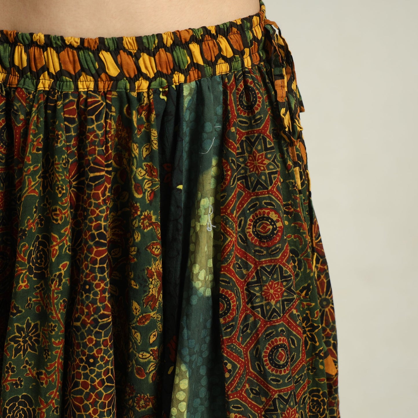 Buy Ajrakh Block Printed 24 Kali Patchwork Cotton Long Skirt 30 Online at iTokri.com