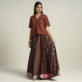 Multicolor - printed 24 kali patchwork cotton long skirt 31