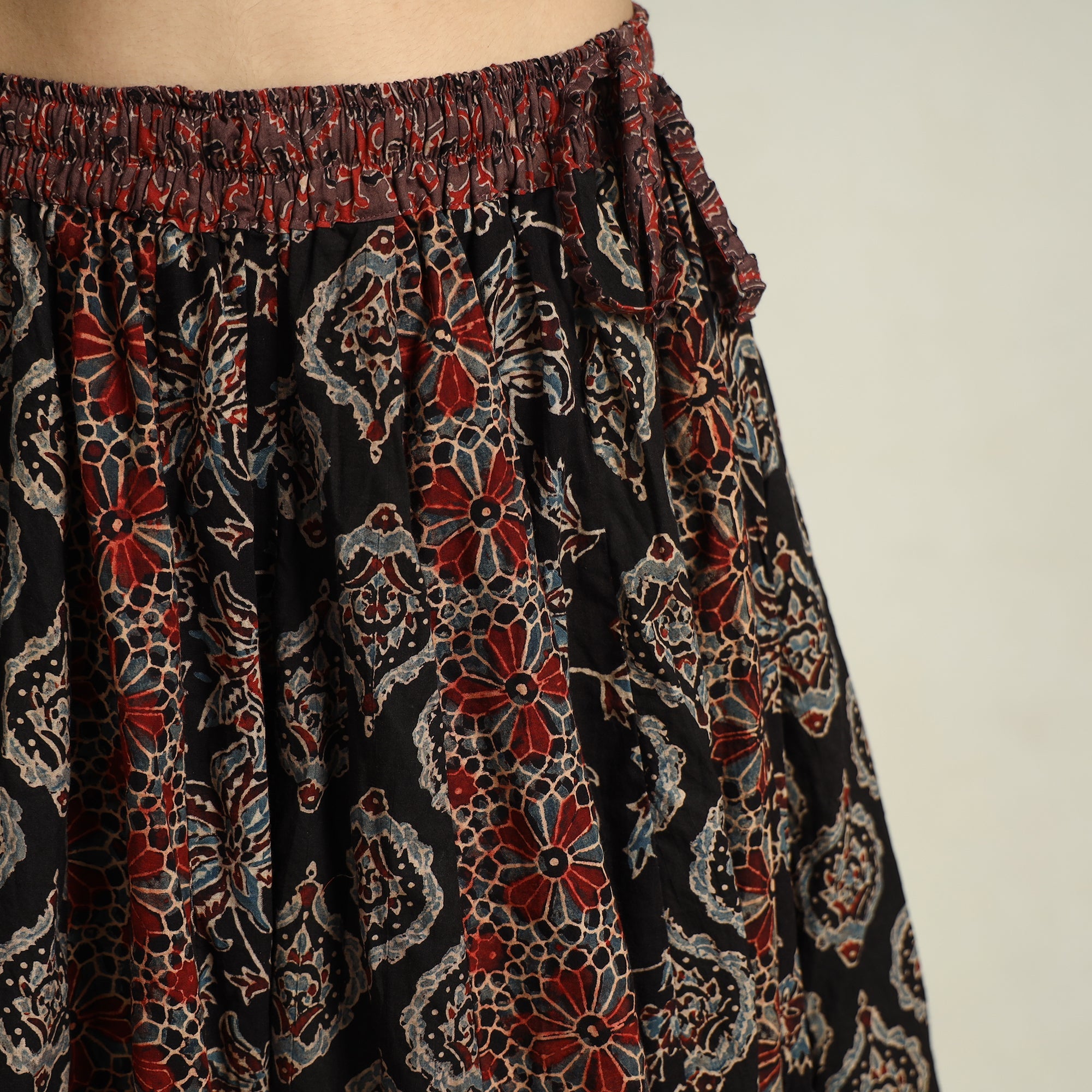 Buy Ajrakh Block Printed 24 Kali Patchwork Cotton Long Skirt 34 Online at iTokri.com
