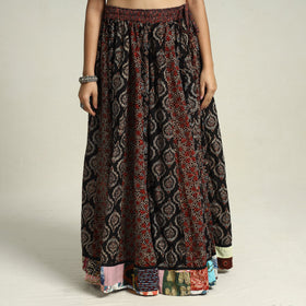 Buy Ajrakh Block Printed 24 Kali Patchwork Cotton Long Skirt 34 Online at iTokri.com