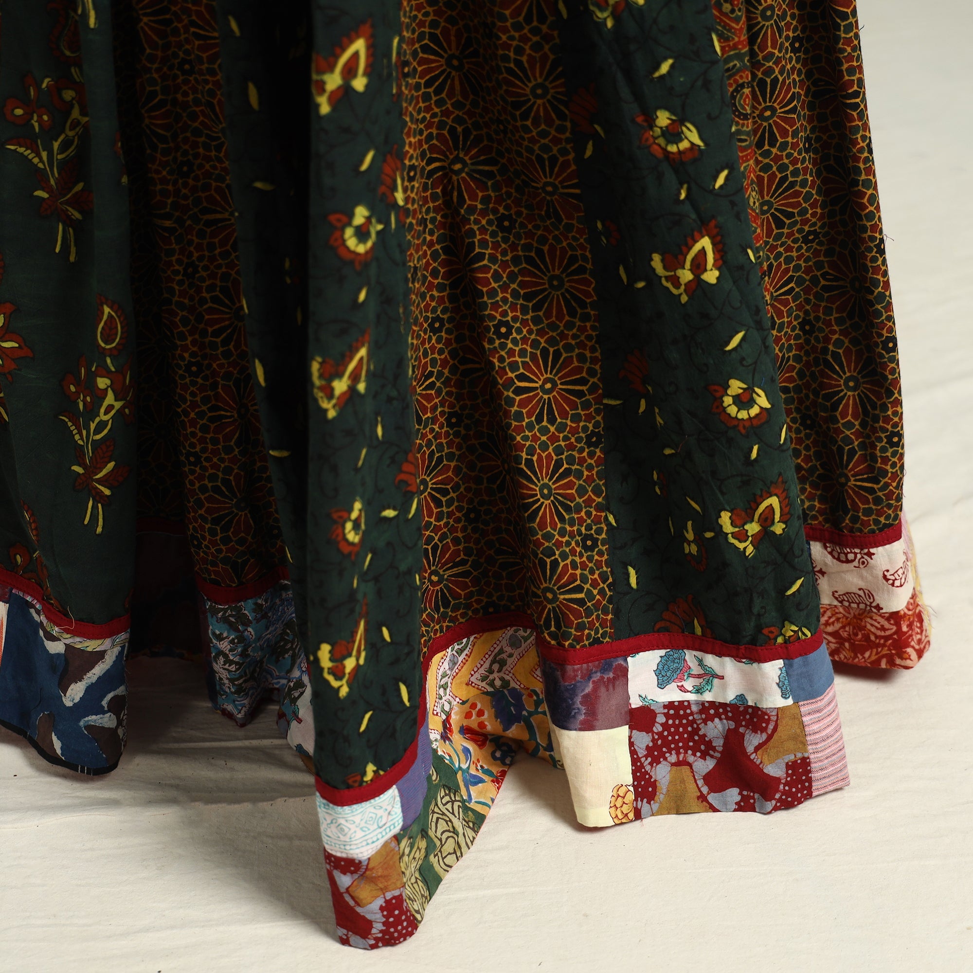Multicolor - printed 24 kali patchwork cotton long skirt 35