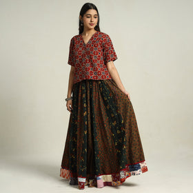 Multicolor - printed 24 kali patchwork cotton long skirt 35