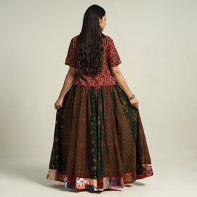 Multicolor - printed 24 kali patchwork cotton long skirt 35