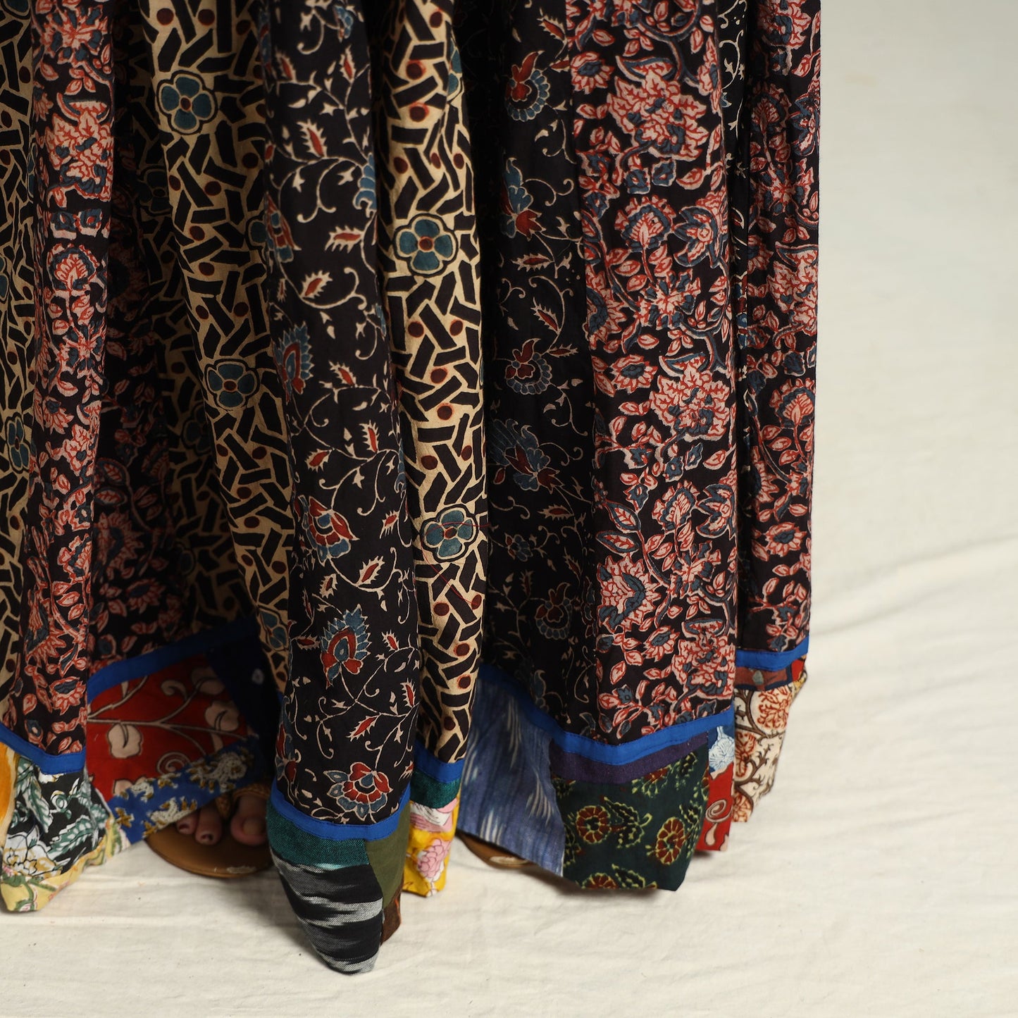  Ajrakh Block Printed 24 Kali Patchwork Cotton Long Skirt 40 