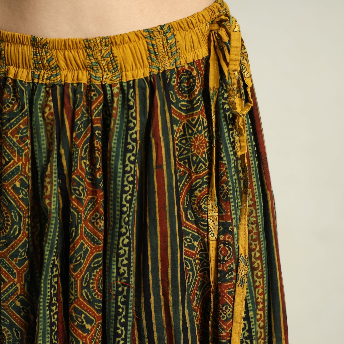  Ajrakh Block Printed 24 Kali Patchwork Cotton Long Skirt 24 