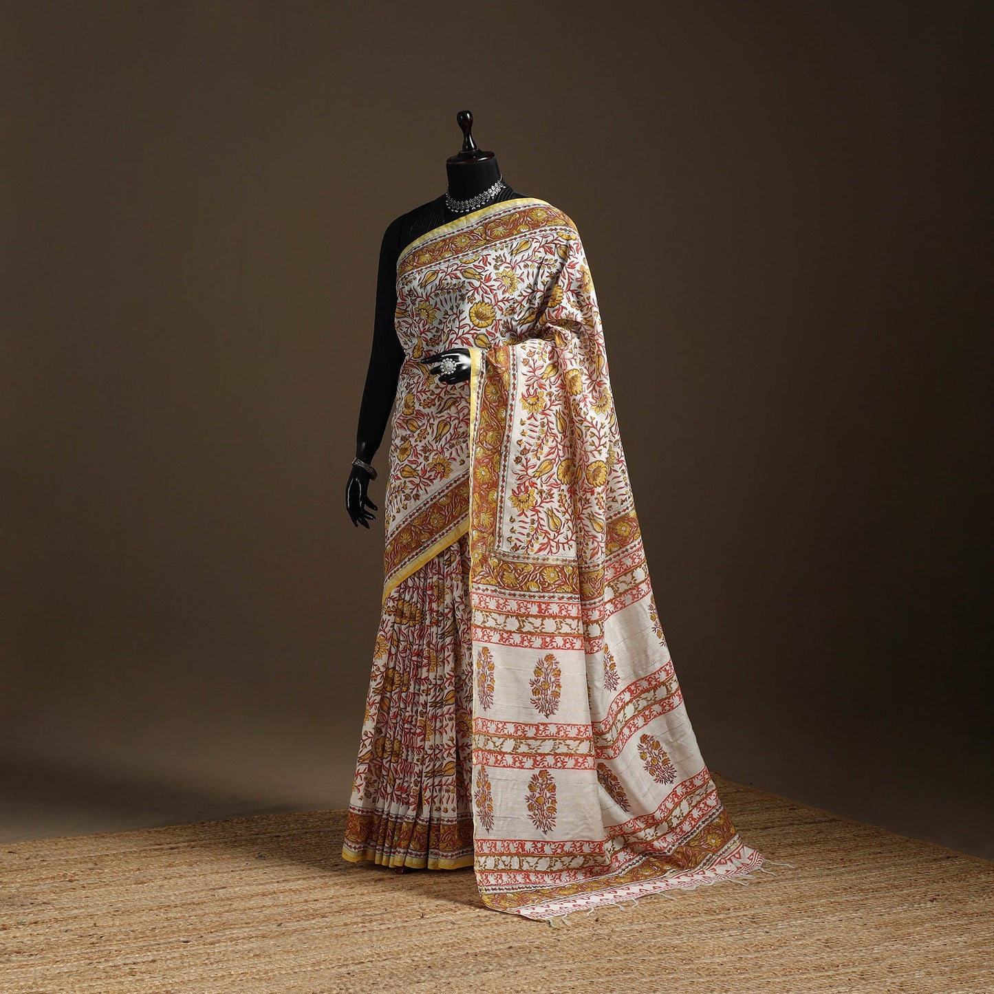 Multicolor - printed chanderi silk sanganeri saree