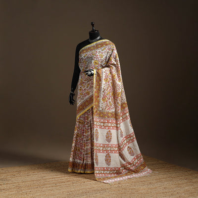 Multicolor - printed chanderi silk sanganeri saree