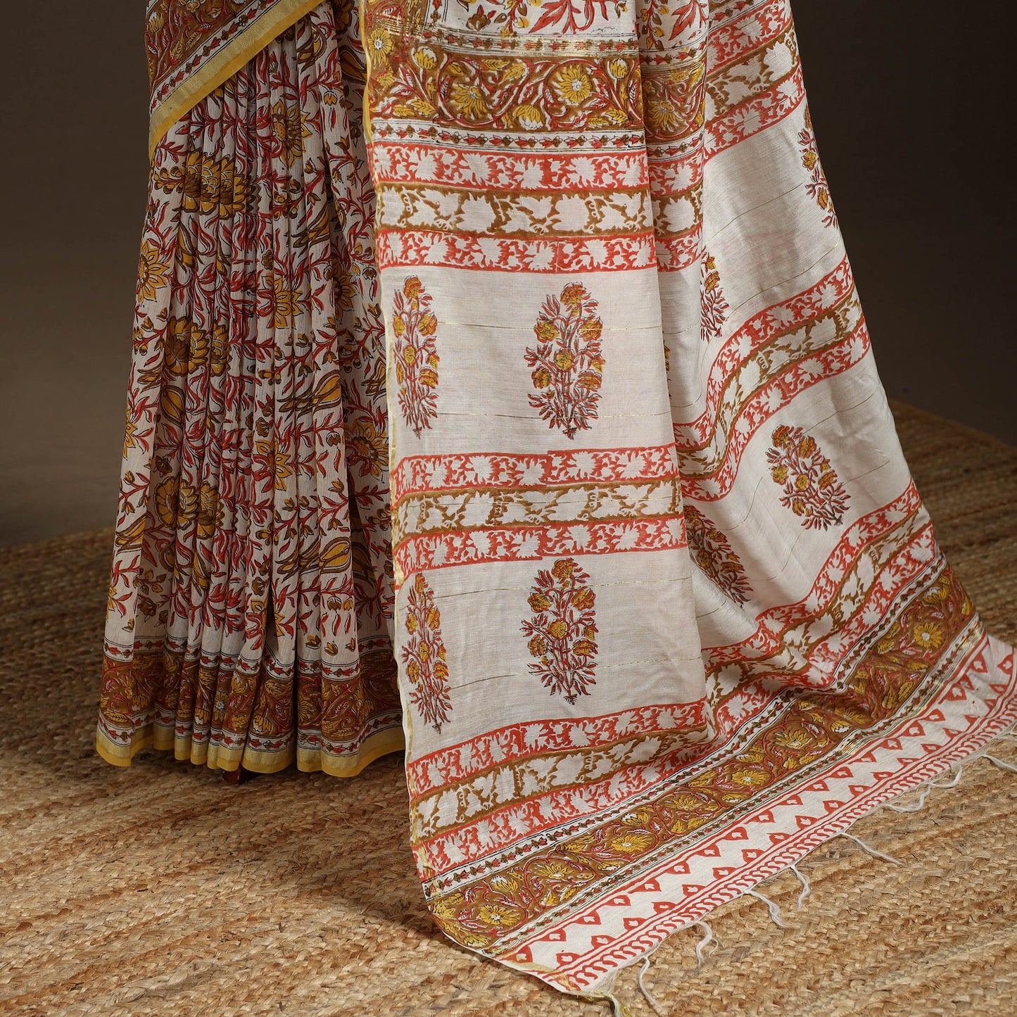 Multicolor - printed chanderi silk sanganeri saree