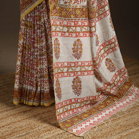 Multicolor - printed chanderi silk sanganeri saree