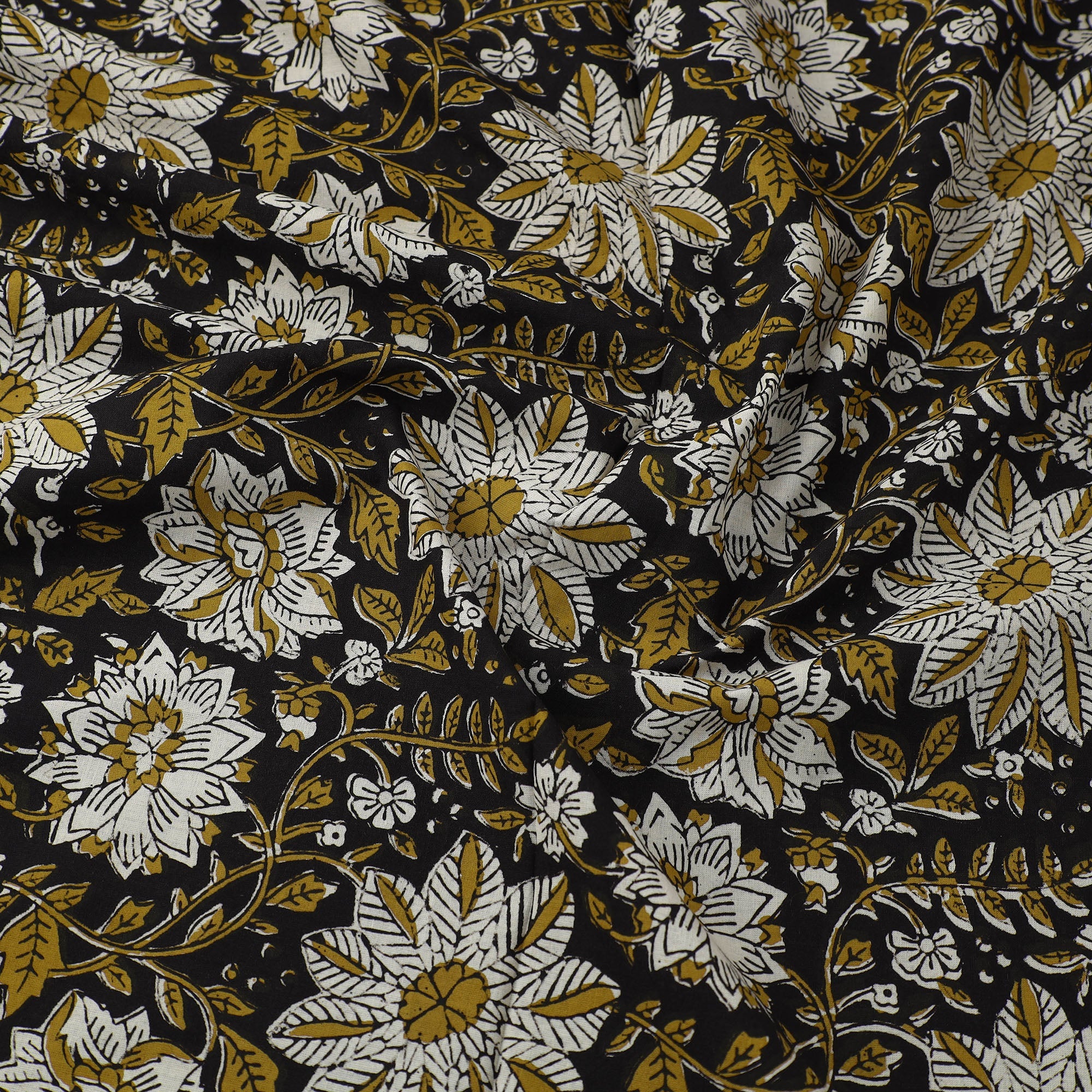 Multicolor Block Printed Cotton Bagru Kalamkari Fabric