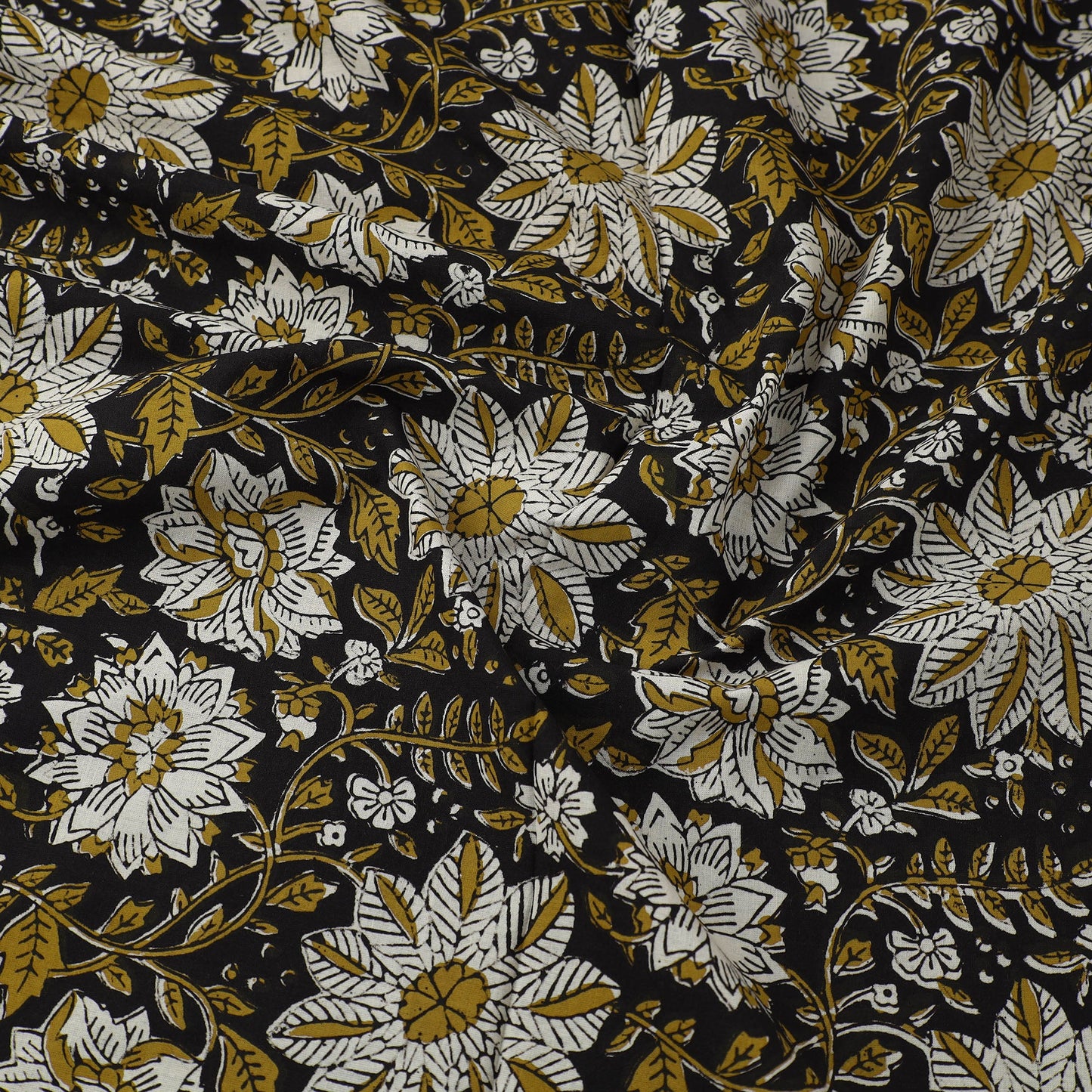 Multicolor Block Printed Cotton Bagru Kalamkari Fabric