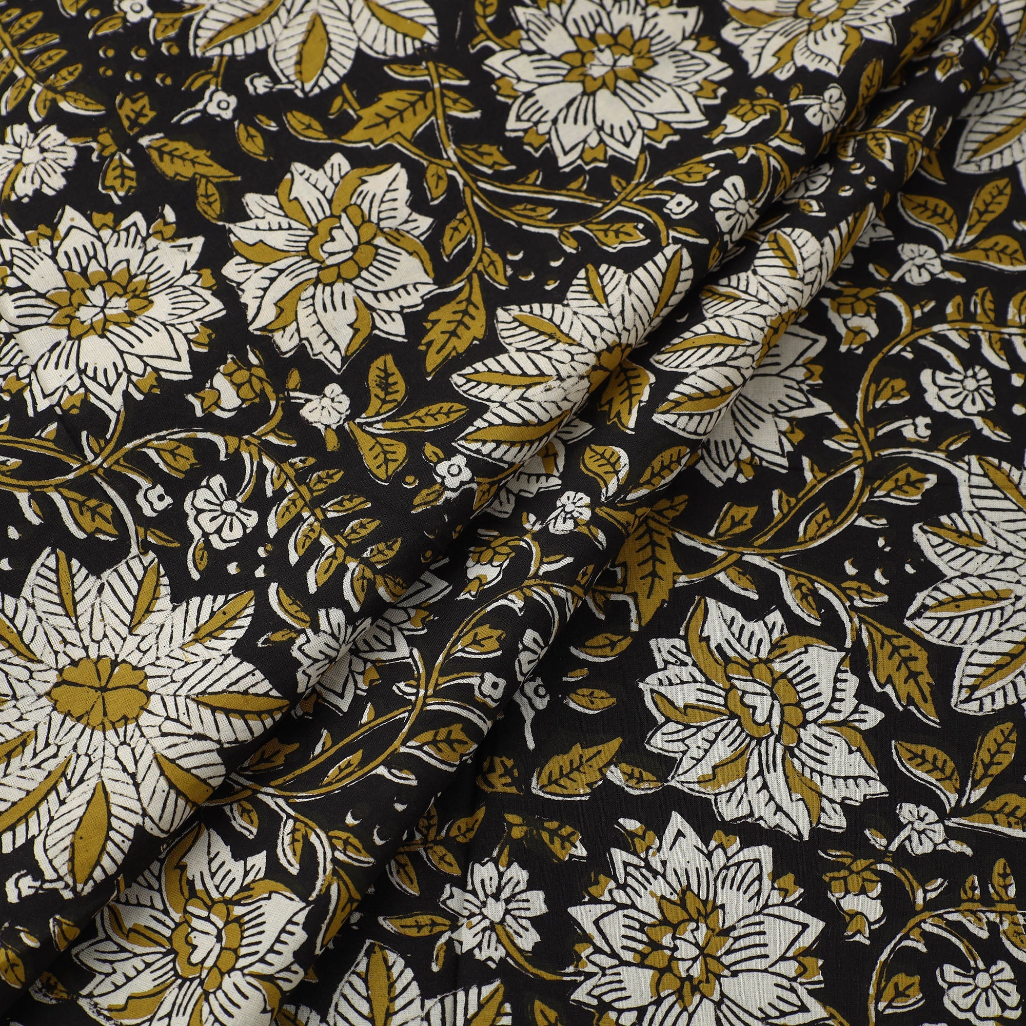 Multicolor Block Printed Cotton Bagru Kalamkari Fabric