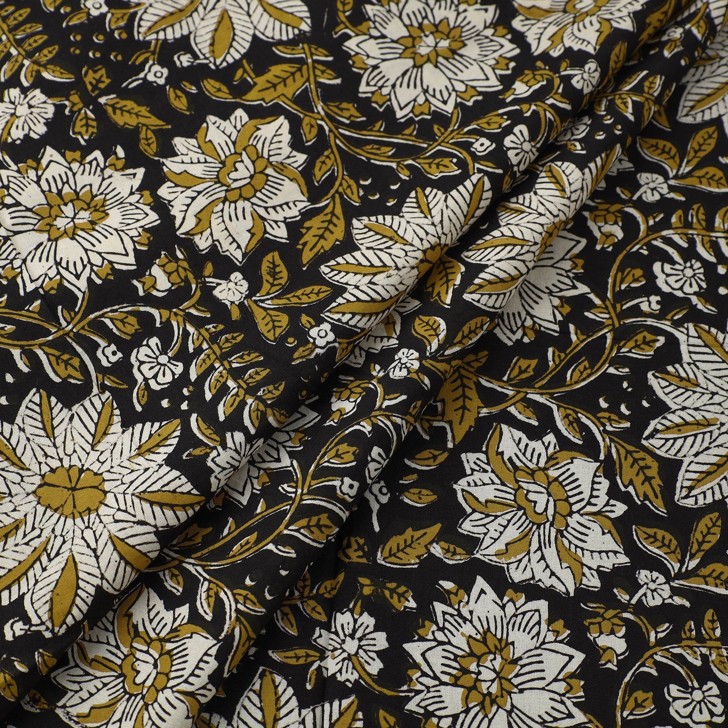 Multicolor Block Printed Cotton Bagru Kalamkari Fabric