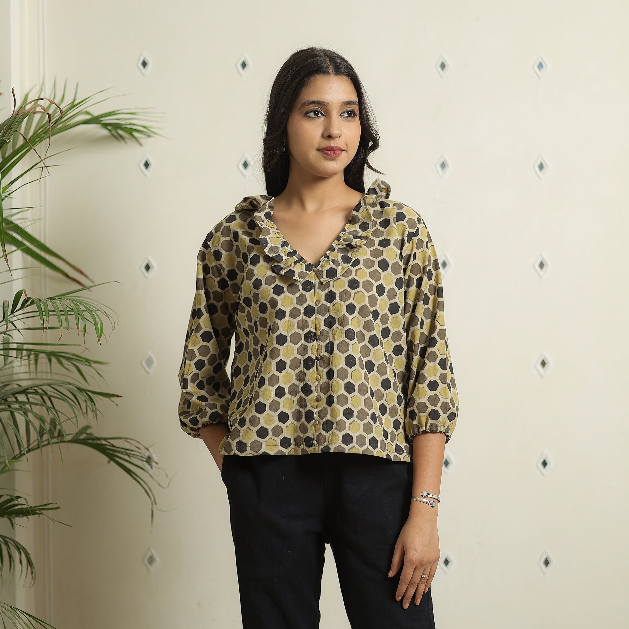  Ajrakh Block Printed Cotton Crop Top 05 