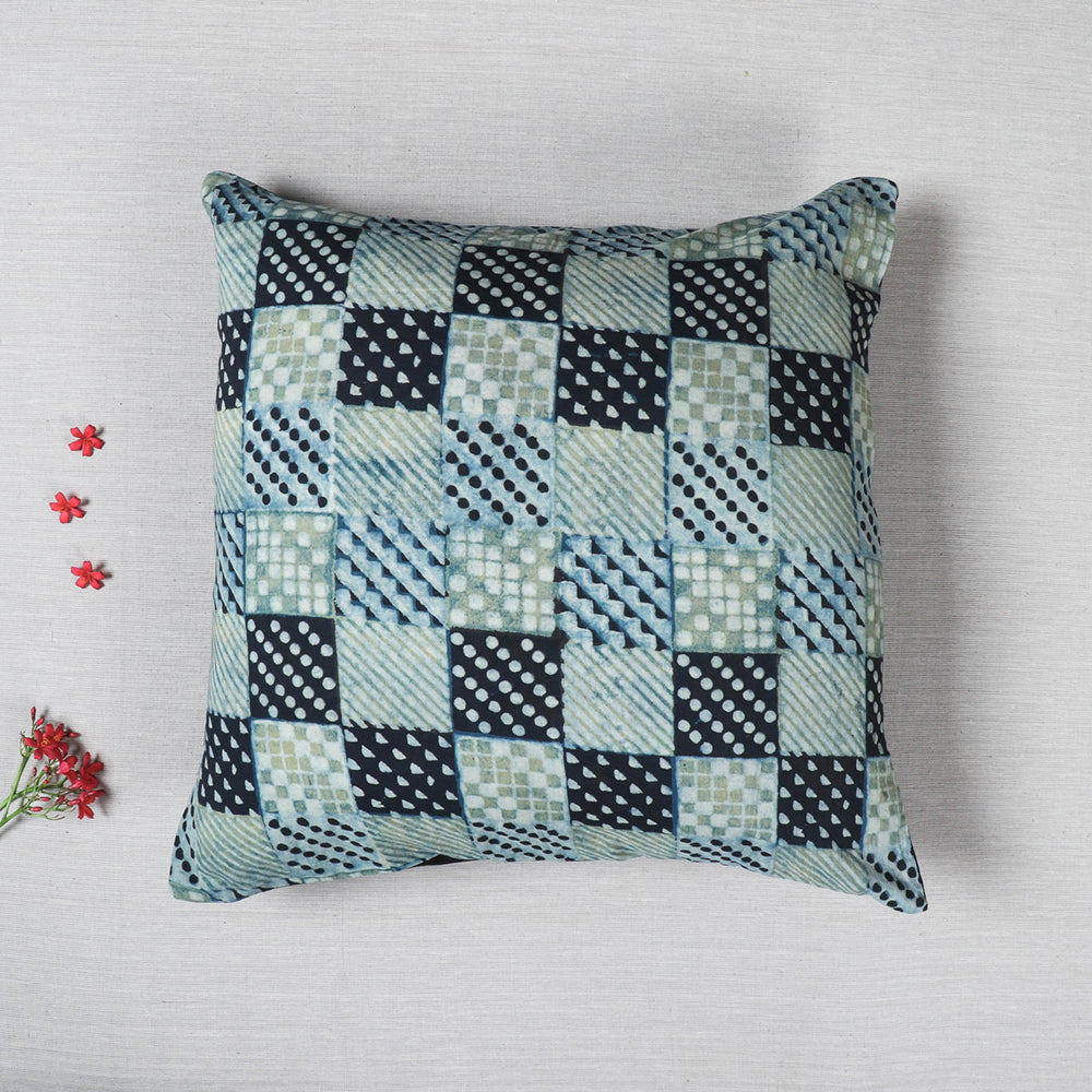 Multicolor Ajrakh Block Printed Cotton Cushion Cover