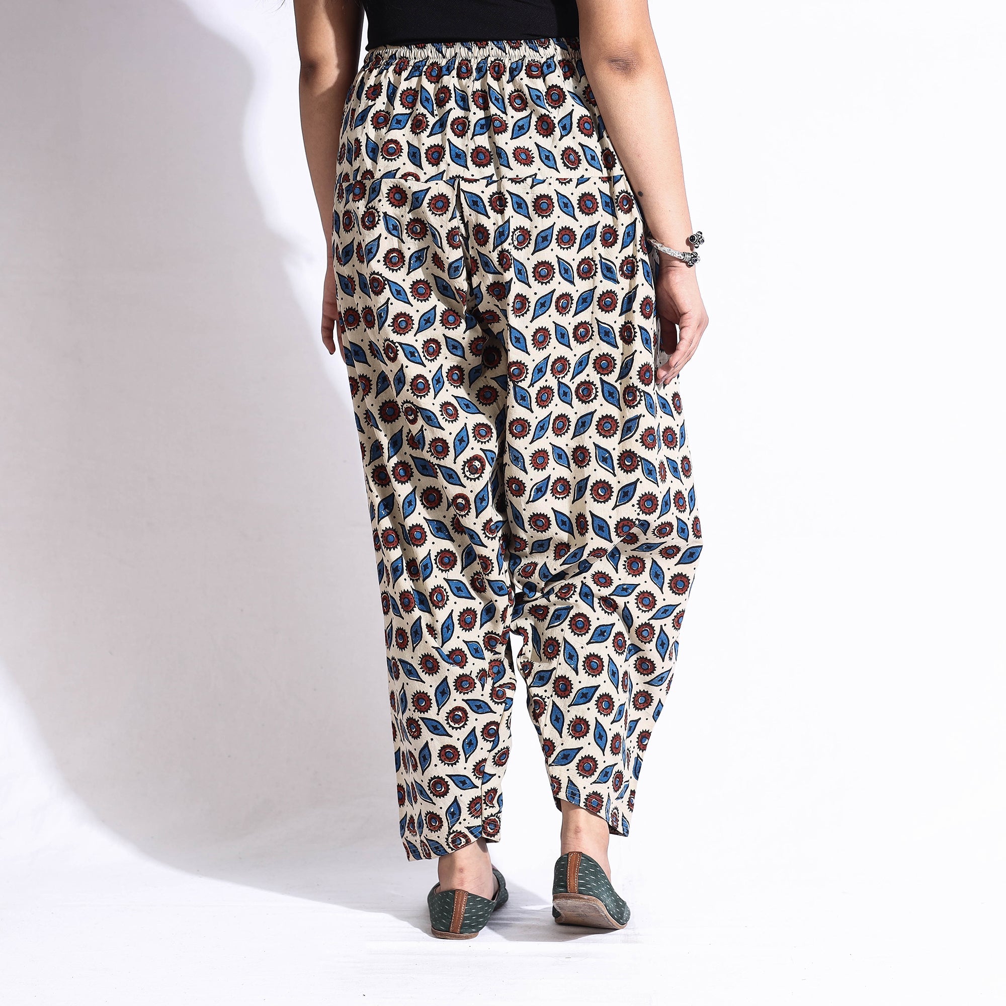 Buy Ajrakh Block Print Cotton Elasticated Salwar Online at iTokri.com