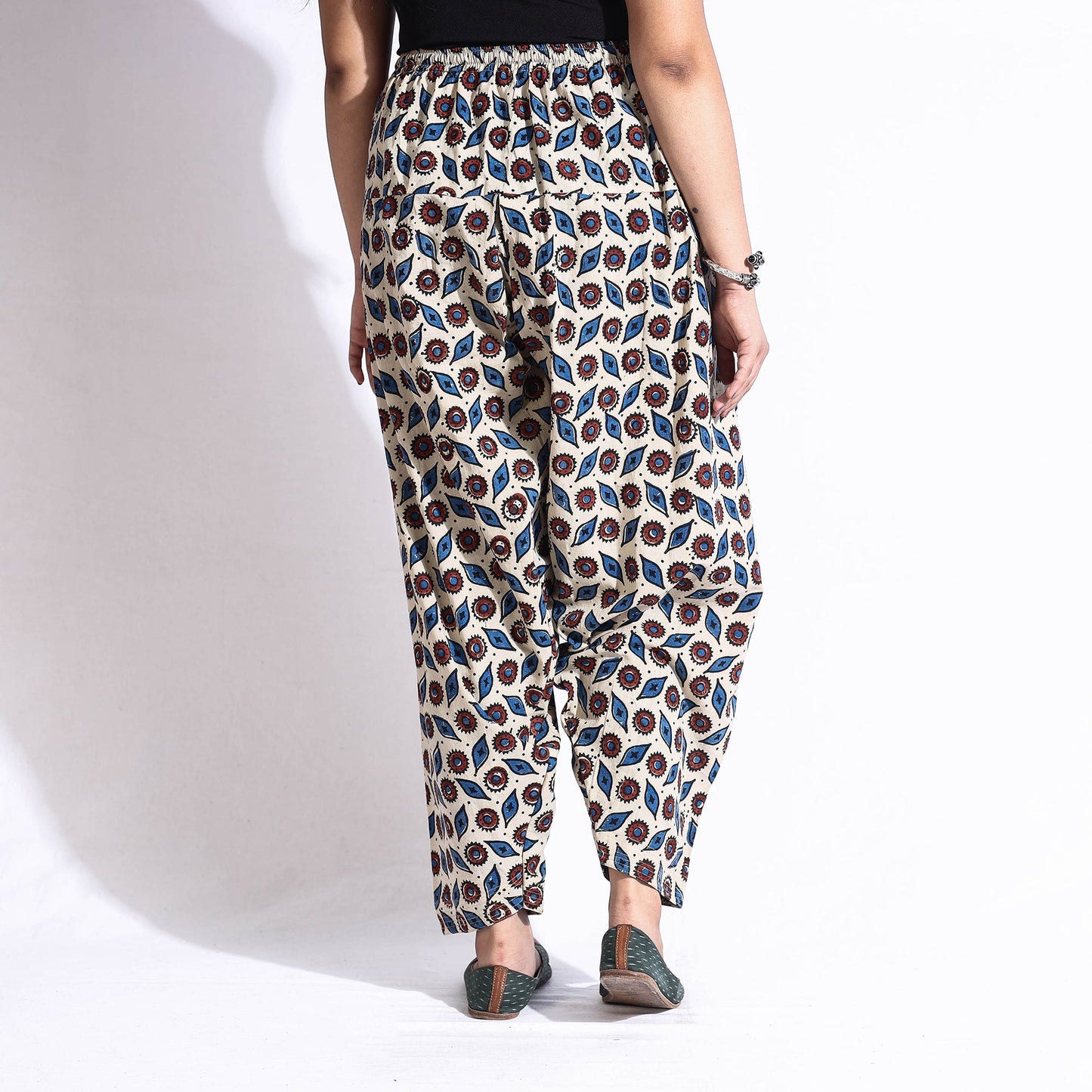 Buy Ajrakh Block Print Cotton Elasticated Salwar Online at iTokri.com